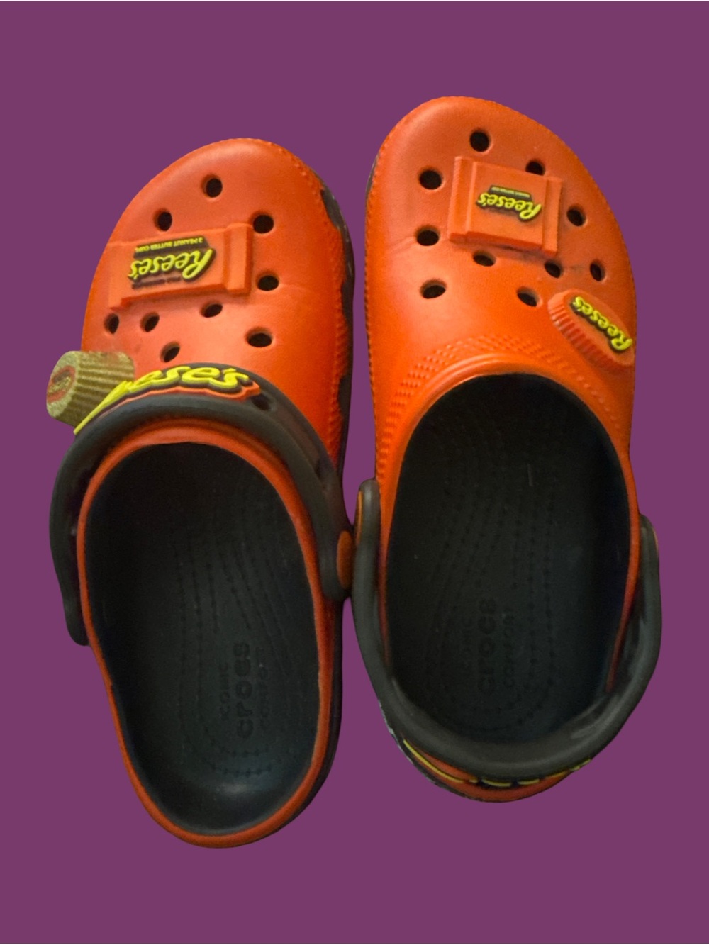 CROCS Kids Orange Reese's Charm Clogs